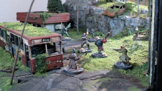 Promotional art for Mutant Year Zero: Zone Wars miniatures skirmish game.