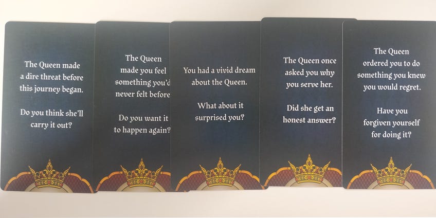 Question cards for For the Queen: Second Edition.