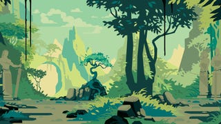 Landscape art from cooperative card game Regicide Legacy